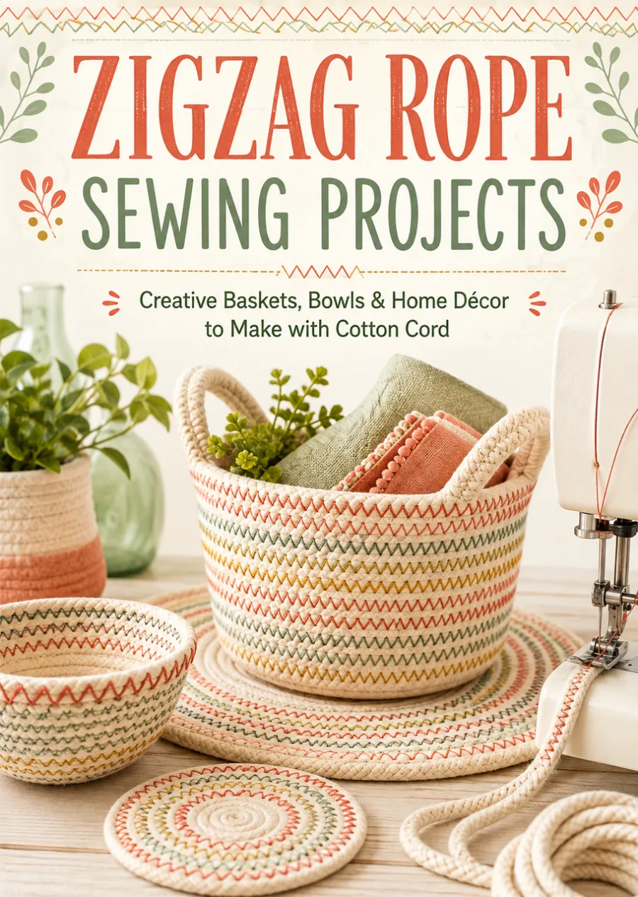 Zigzag Rope Sewing Projects for Beginners – Creative Cotton Cord Baskets, Bowls, Coasters & Home Décor, Easy Sewing Techniques and Handmade Craft Ideas for Adults